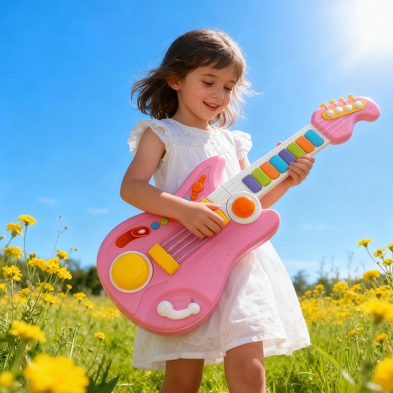 Kids Guitar,2 in 1 Musical Instruments,2-in-1 Electric Guitars & Piano for Toddlers,Adjustable Educational Toy,Light Up Music Toys for 3 4 5 Year Old Boys Girls Gifts - Image 5